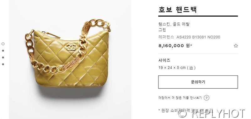 [하이엔드급] 샤넬 23 램스킨 골드메탈 그린 호보백 [매장가 816만원대]