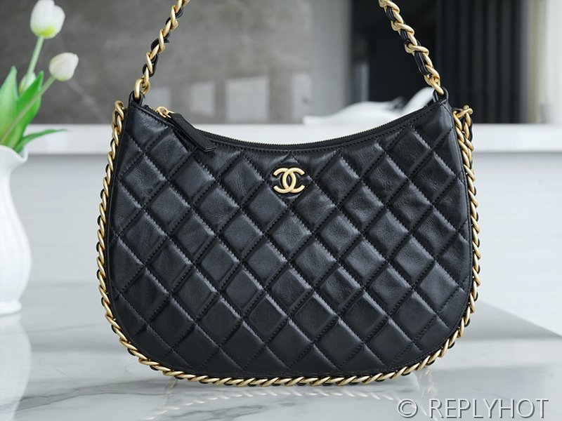 [하이엔드급] 샤넬 23 샤이니 라지 호보백 램스킨 골드메탈 블랙 [매장가 771만원대]