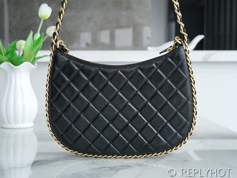 [하이엔드급] 샤넬 23 샤이니 라지 호보백 램스킨 골드메탈 블랙 [매장가 771만원대]