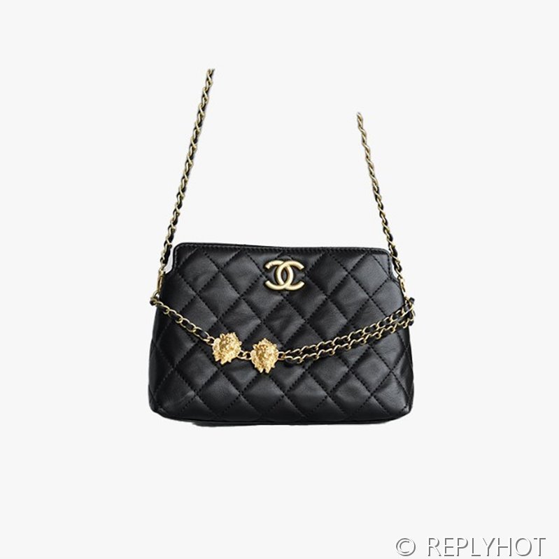 [하이엔드급] 샤넬 더블체인 미니백 램스킨 골드메탈 블랙 [매장가 780만원대]