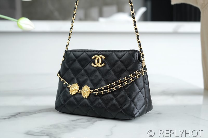 [하이엔드급] 샤넬 더블체인 미니백 램스킨 골드메탈 블랙 [매장가 780만원대]