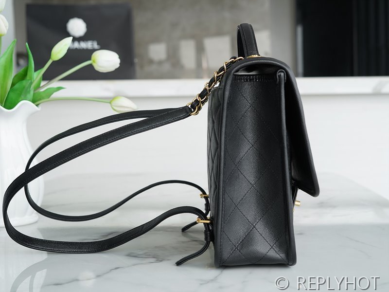 [하이엔드급] 샤넬 스쿨 메모리 백팩 카프스킨 골드메탈 블랙 [매장가 1000만원대]