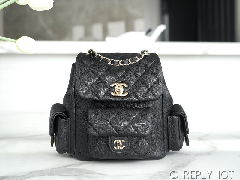 [하이엔드급] 샤넬 쓰리포켓 듀마 백팩 카프스킨 골드메탈 블랙 [매장가 1000만원대]