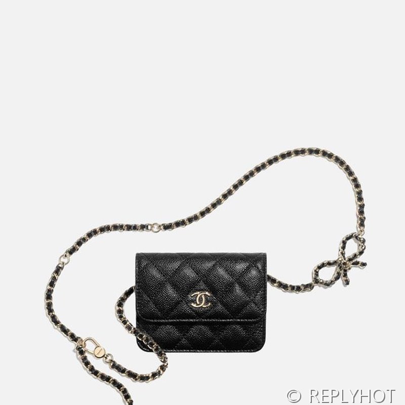 [하이엔드급] 샤넬 체인 리본 미니백 카프스킨 골드메탈 블랙 [매장가 670만원대]