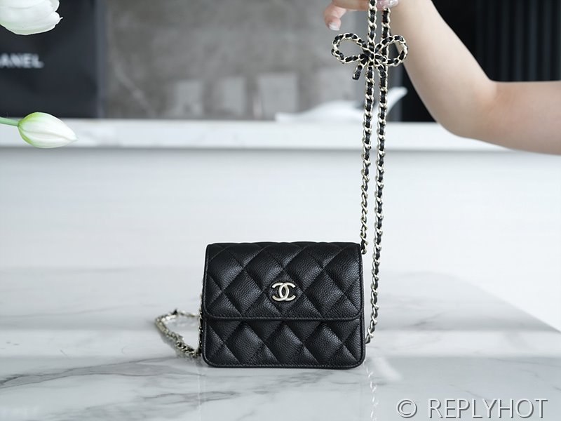 [하이엔드급] 샤넬 체인 리본 미니백 카프스킨 골드메탈 블랙 [매장가 670만원대]