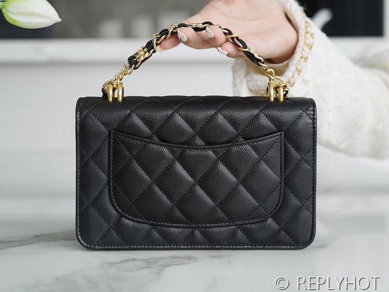 [하이엔드급] 샤넬 로고 탑핸들 woc 체인지갑 카프스킨 골드메탈 블랙 [매장가 500만원대]