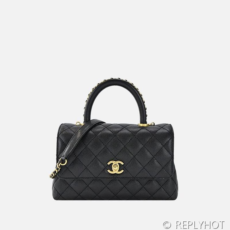 [하이엔드급] 샤넬 코코핸들 체인 달린 스몰백 카프스킨 골드메탈 블랙 [매장가 1400만원대]