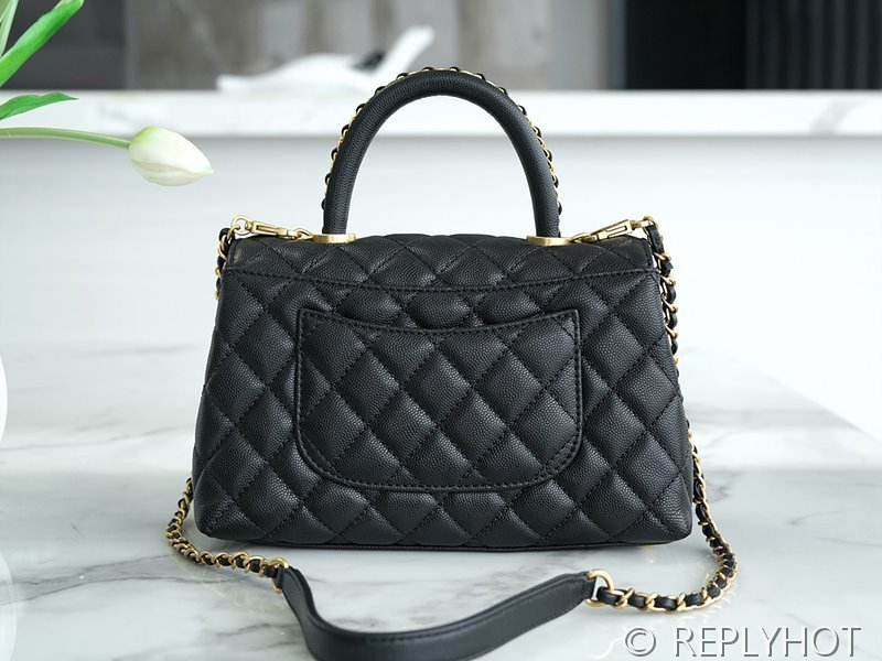 [하이엔드급] 샤넬 코코핸들 체인 달린 스몰백 카프스킨 골드메탈 블랙 [매장가 1400만원대]