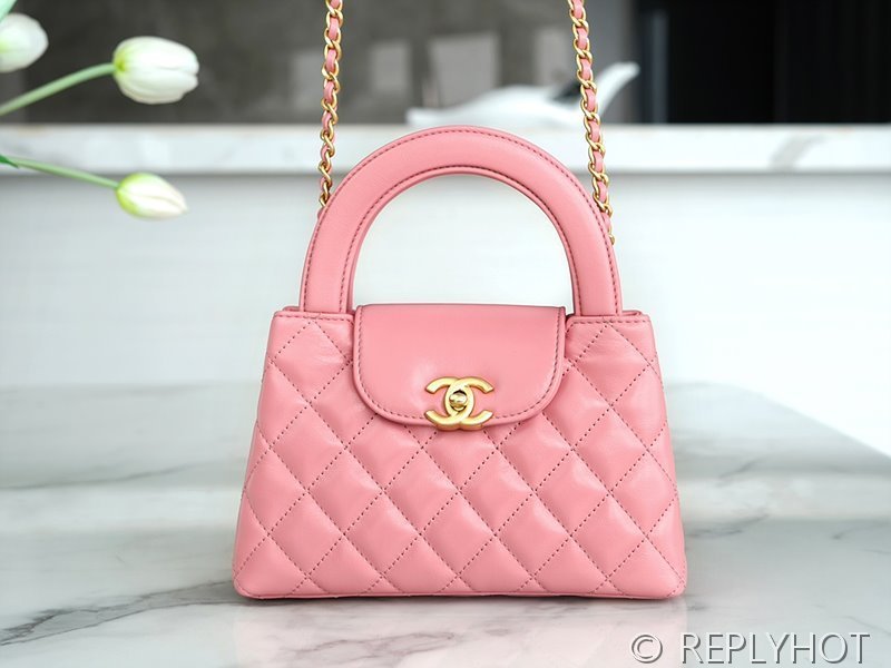 [하이엔드급] 샤넬 탑핸들 켈리백 카프스킨 골드메탈 코랄핑크 [매장가 650만원대]