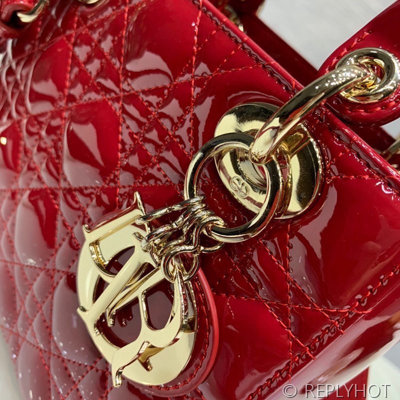 디올 Lady Dior My ABCDior 스몰 백 / 체리레드 페이턴트 [매장가840만원대]