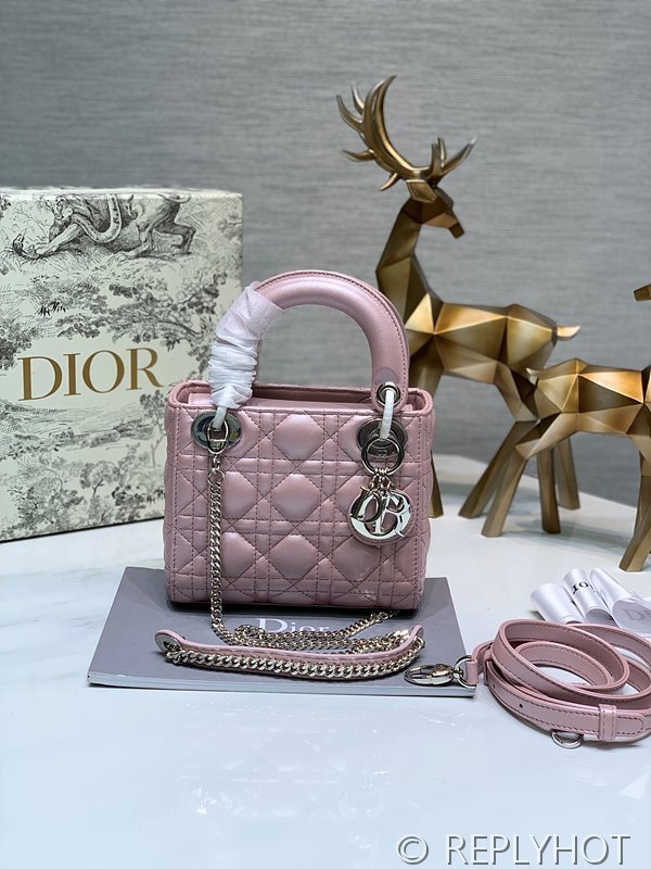 디올 Lady Dior 미니 백 / 펄핑크 실버 [매장가750만원대]
