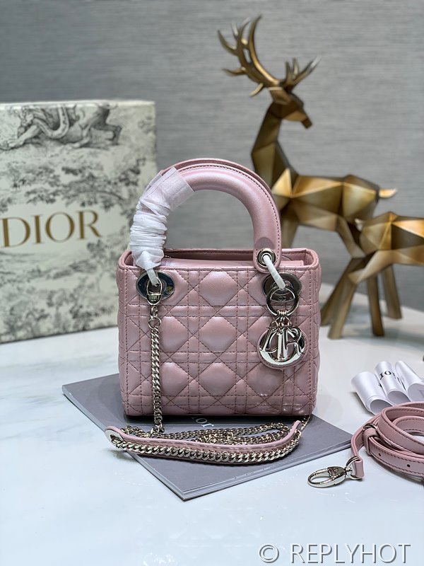 디올 Lady Dior 미니 백 / 펄핑크 실버 [매장가750만원대]