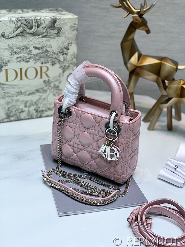 디올 Lady Dior 미니 백 / 펄핑크 실버 [매장가750만원대]