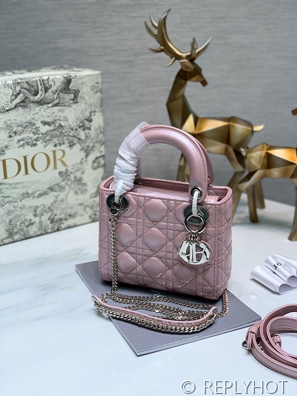 디올 Lady Dior 미니 백 / 펄핑크 실버 [매장가750만원대]