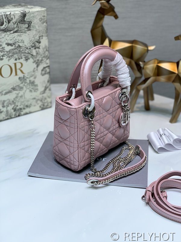 디올 Lady Dior 미니 백 / 펄핑크 실버 [매장가750만원대]