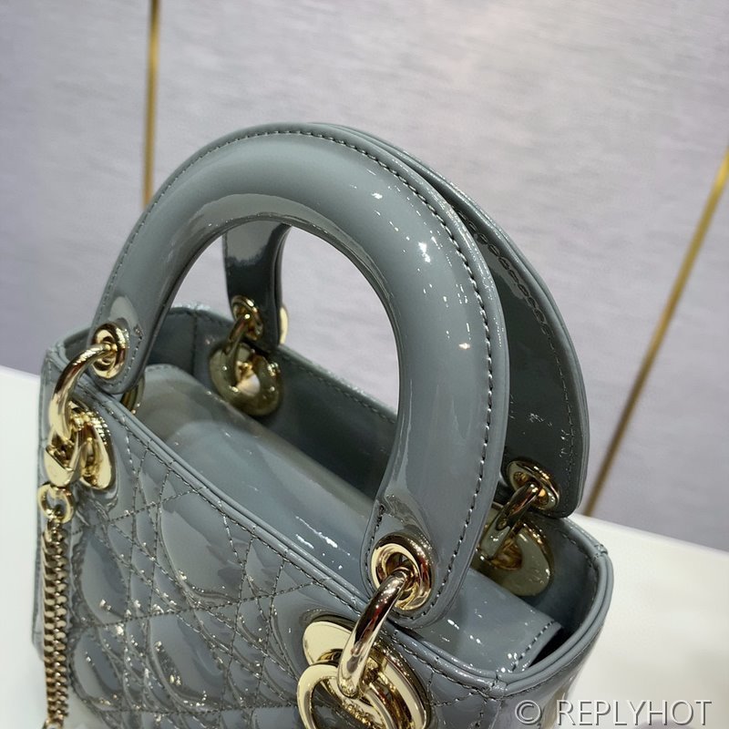 디올 Lady Dior 미니 백 / 스톤그레이 페이턴트 [매장가750만원대]