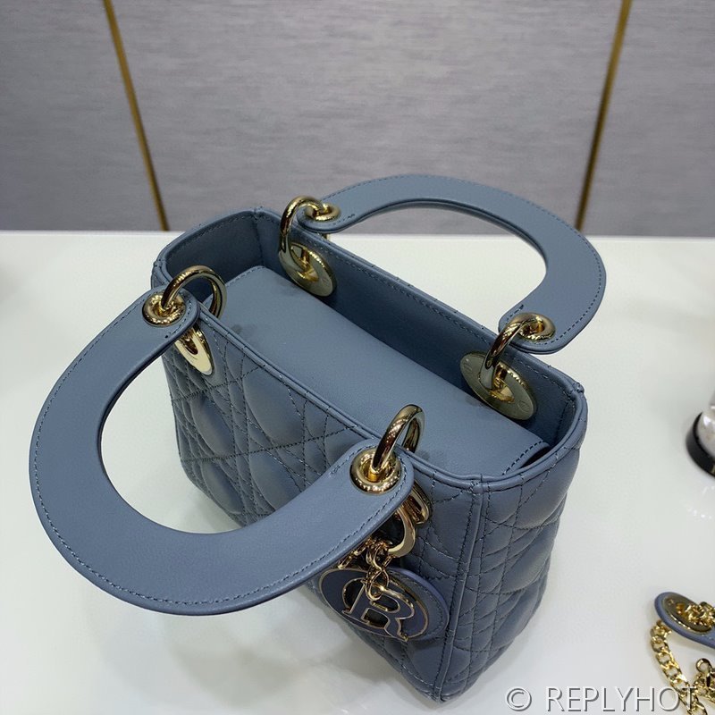 디올 Lady Dior 미니 백 / 데님블루 에나멜 [매장가750만원대]