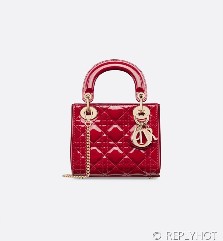 디올 Lady Dior 미니 백 / 체리레드페이턴트 [매장가750만원대]