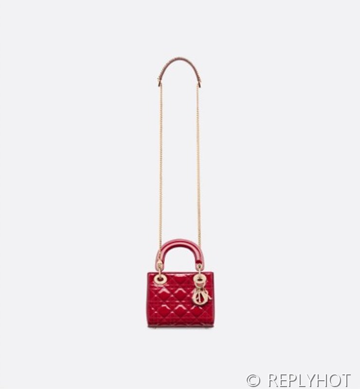 디올 Lady Dior 미니 백 / 체리레드페이턴트 [매장가750만원대]