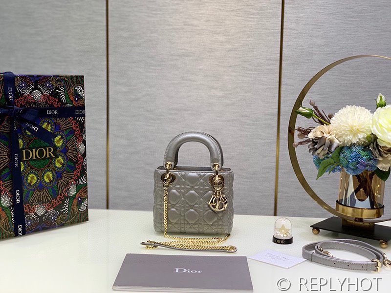 디올 Lady Dior 미니 백 / 오팔린 그레이 펄 [매장가750만원대]