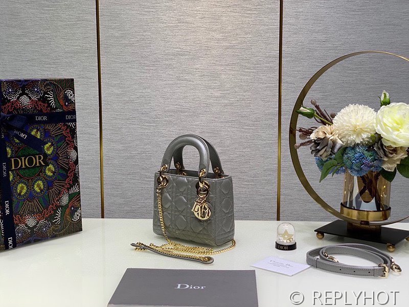 디올 Lady Dior 미니 백 / 오팔린 그레이 펄 [매장가750만원대]