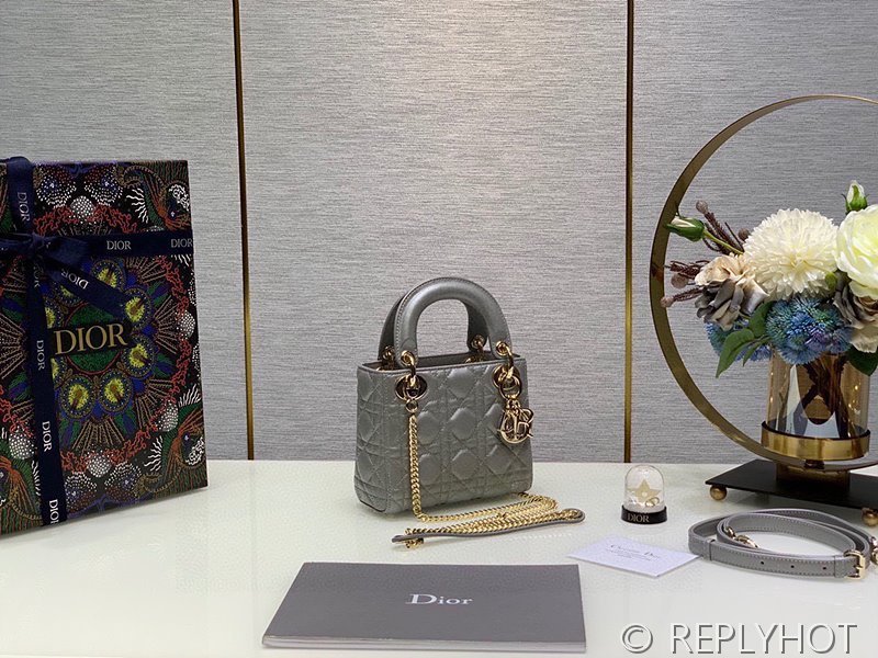 디올 Lady Dior 미니 백 / 오팔린 그레이 펄 [매장가750만원대]