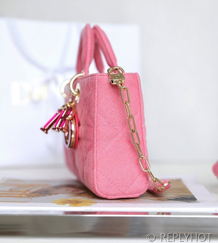 디올 Lady D-Joy 미디엄백 핑크 스웨이드 [매장가 740만원대]