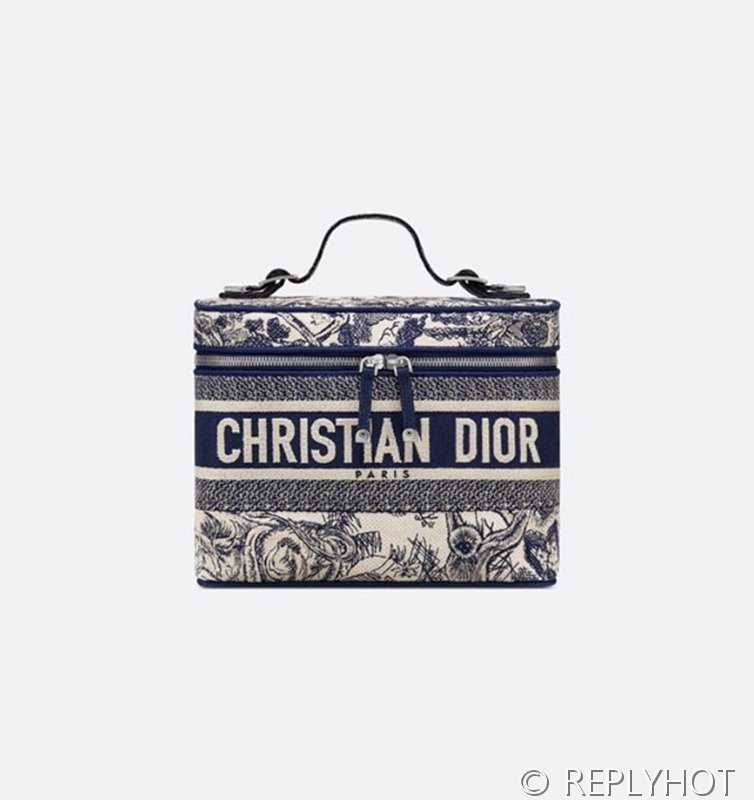 디올 트래블 베니티 케이스 / 블루 Jouy [매장가285만원대]