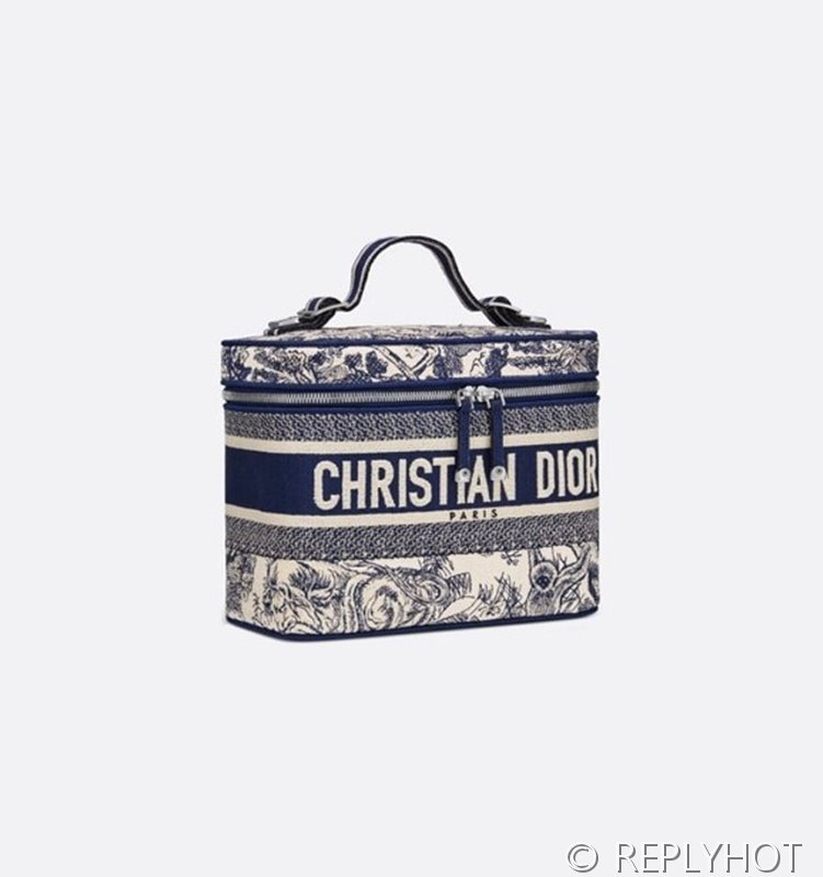 디올 트래블 베니티 케이스 / 블루 Jouy [매장가285만원대]