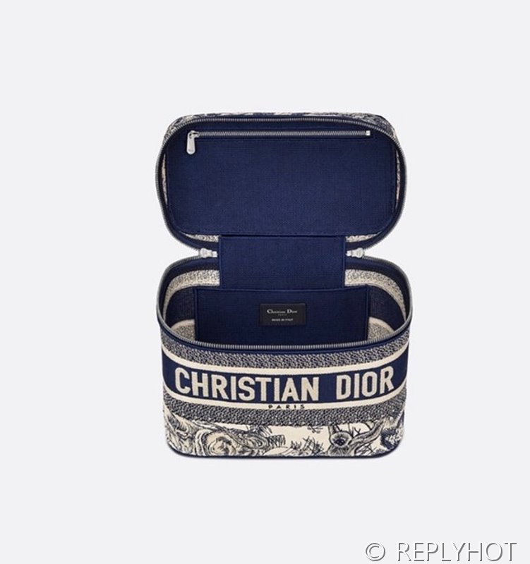 디올 트래블 베니티 케이스 / 블루 Jouy [매장가285만원대]