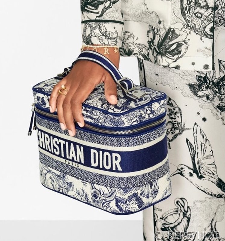 디올 트래블 베니티 케이스 / 블루 Jouy [매장가285만원대]