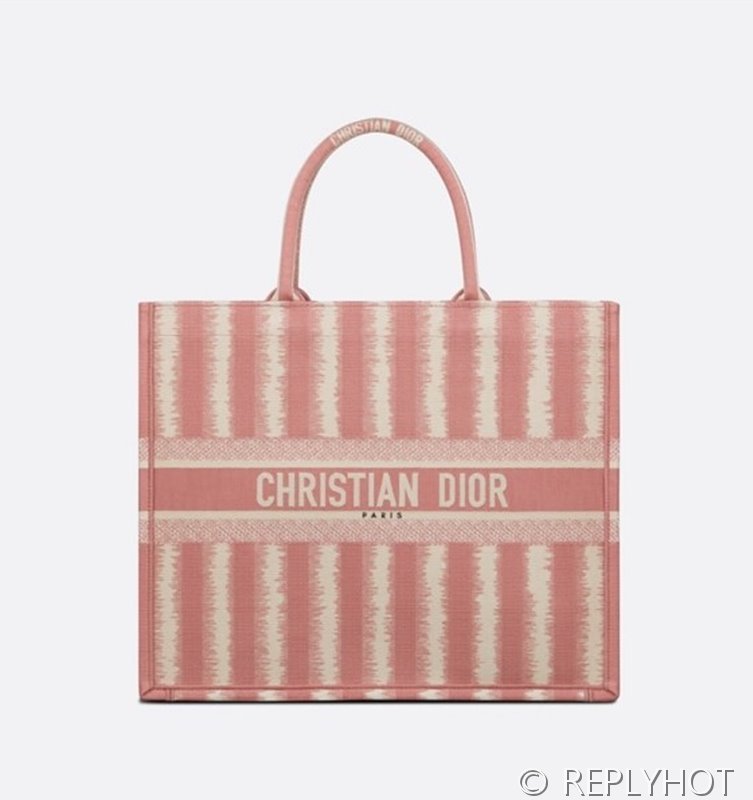 디올 북 토트 백 / 라지 / 핑크 스트라이프 [매장가490만원대]