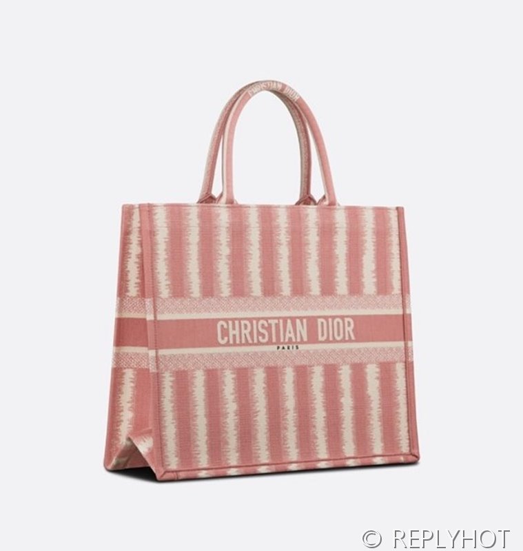 디올 북 토트 백 / 라지 / 핑크 스트라이프 [매장가490만원대]