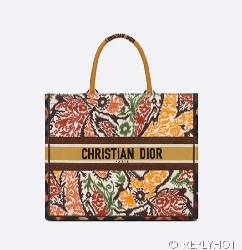 디올 북 토트 백 / 라지 / 페이즐리 옐로우 [매장가490만원대]