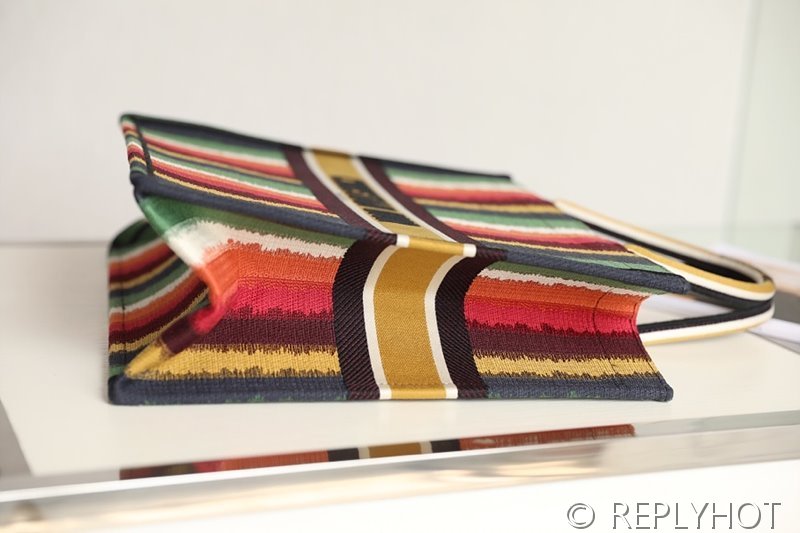 디올 북 토트 백 / 라지 / 컬러풀 스트라이프 [매장가490만원대]