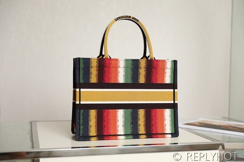 디올 북 토트 백 / 미디움 / 컬러풀 스트라이프 [매장가475만원대]