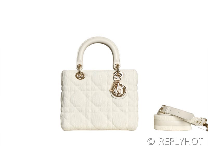 디올 Lady D-LITE 자수 미디엄백 패브릭 화이트 [매장가 740만원대]