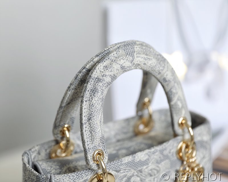 디올 Lady D-LITE 자수 미디엄백 타이거 그레이 [매장가 740만원대]