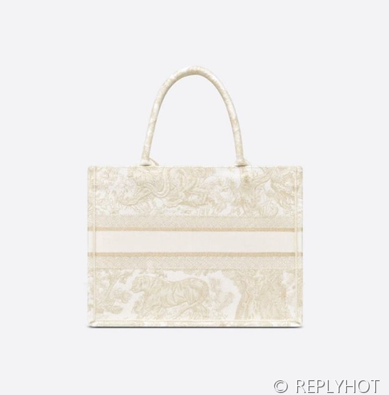 디올 북 토트 백 / 미디움 / 메탈라인 타이거 화이트 [매장가475만원대]