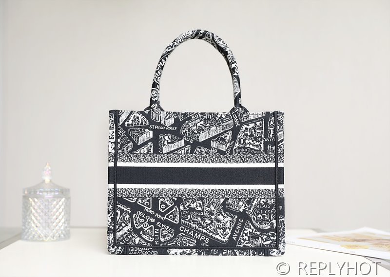 디올 북 토트 백 / 스몰 / 파리맵 블랙 [매장가455만원대]