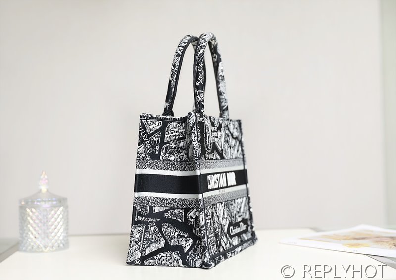 디올 북 토트 백 / 스몰 / 파리맵 블랙 [매장가455만원대]