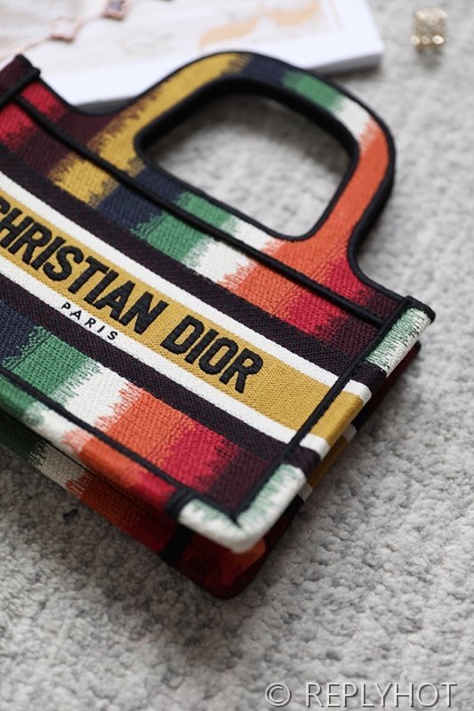 디올 북 토트 백 / 미니 / 컬러풀 스트라이프 [매장가420만원대]