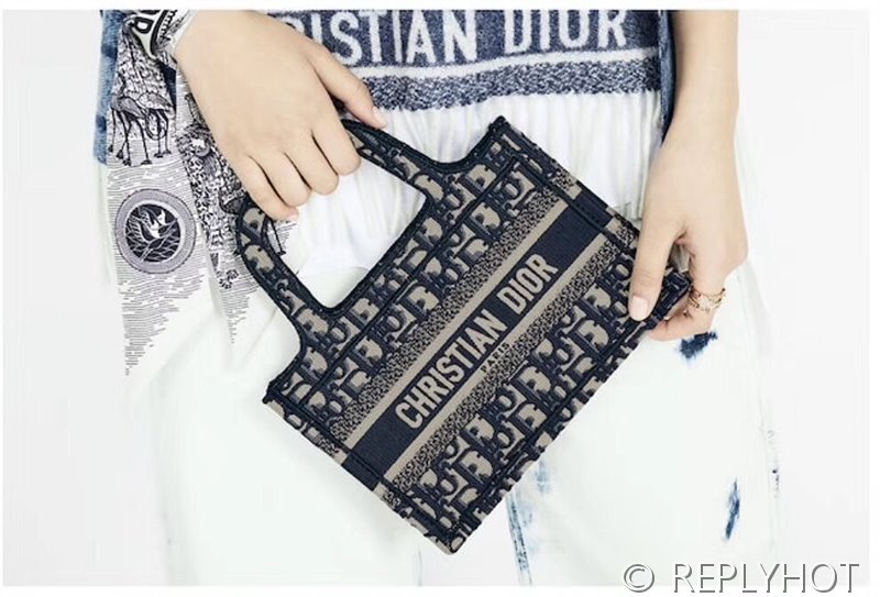 디올 북 토트 백 / 미니 / 오블리크블루 [매장가420만원대]