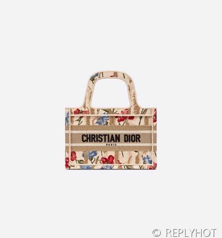 디올 북 토트 백 / 미니 / 베이지 히비스커스 캔버스 [매장가420만원대]