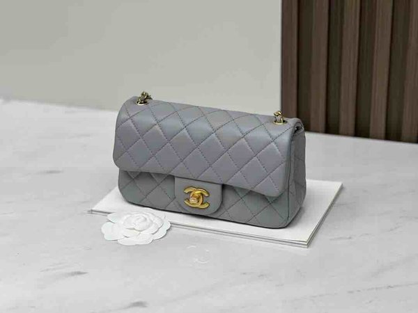 Chanel 22S Gold Ball CF Large Mini Grey GHW 20cm