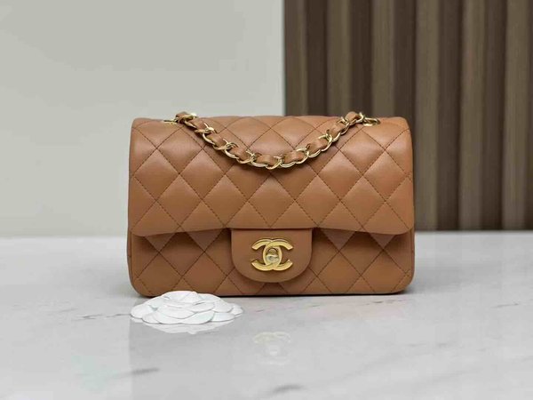 Chanel Classic Flap Mini Bag 20cm Caramel 22S