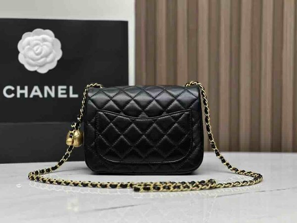 Chanel 22S Gold Ball CF Square Mini Black GHW 17cm