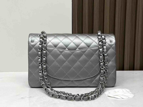 Chanel Classic Flap 25cm – Seasonal Limited Edition / Metallic Silver
