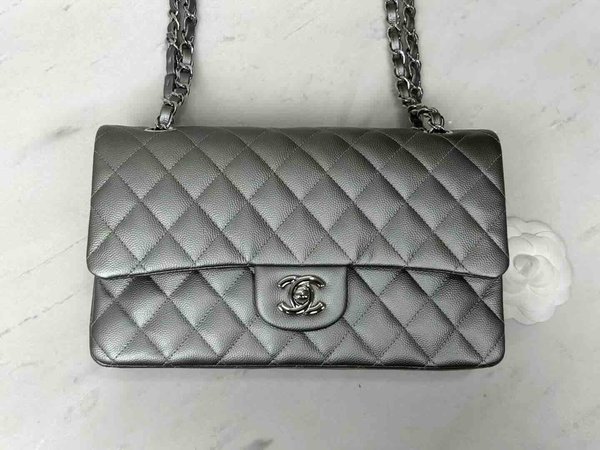 Chanel Classic Flap 25cm – Seasonal Limited Edition / Metallic Silver
