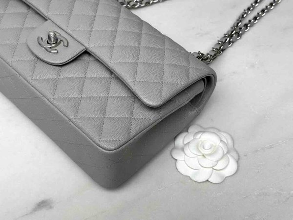 Chanel Classic Flap 25cm – Seasonal Limited Edition / Light Grey (23B)
